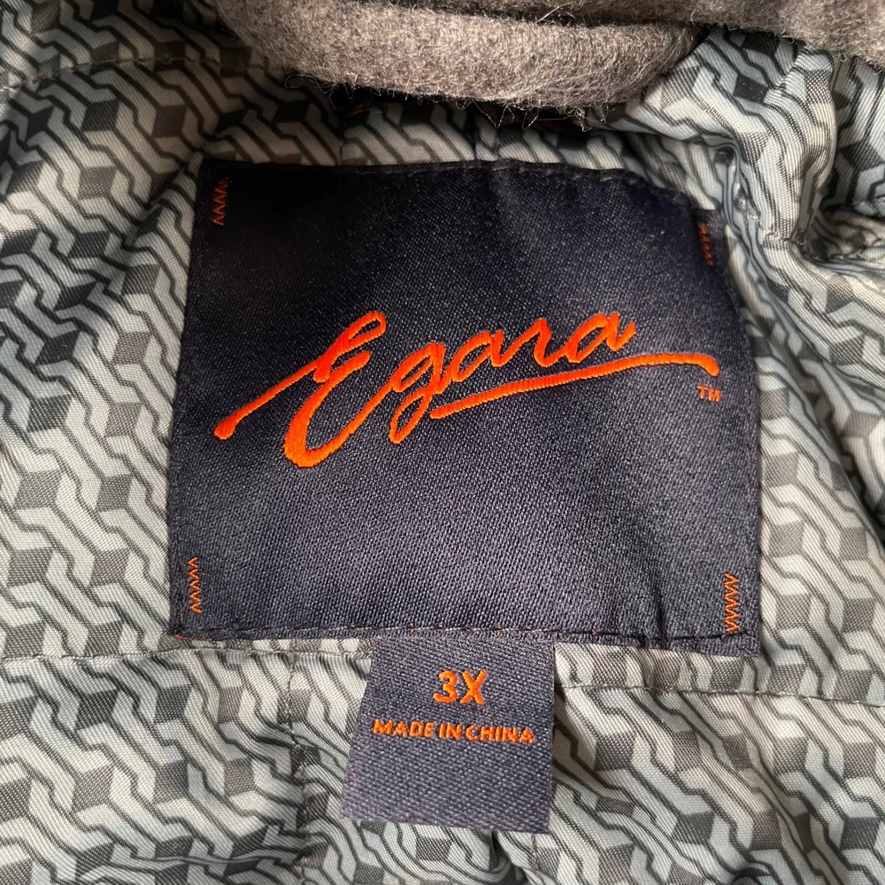 Egara Mens Gray Wool Blend Double Breasted Pea Coat with Zip Out Bib 3X NEW - Picture 3 of 9